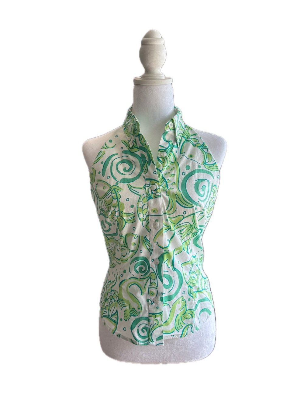 Lilly Pulitzer Green and Mint Swirl Halter Top